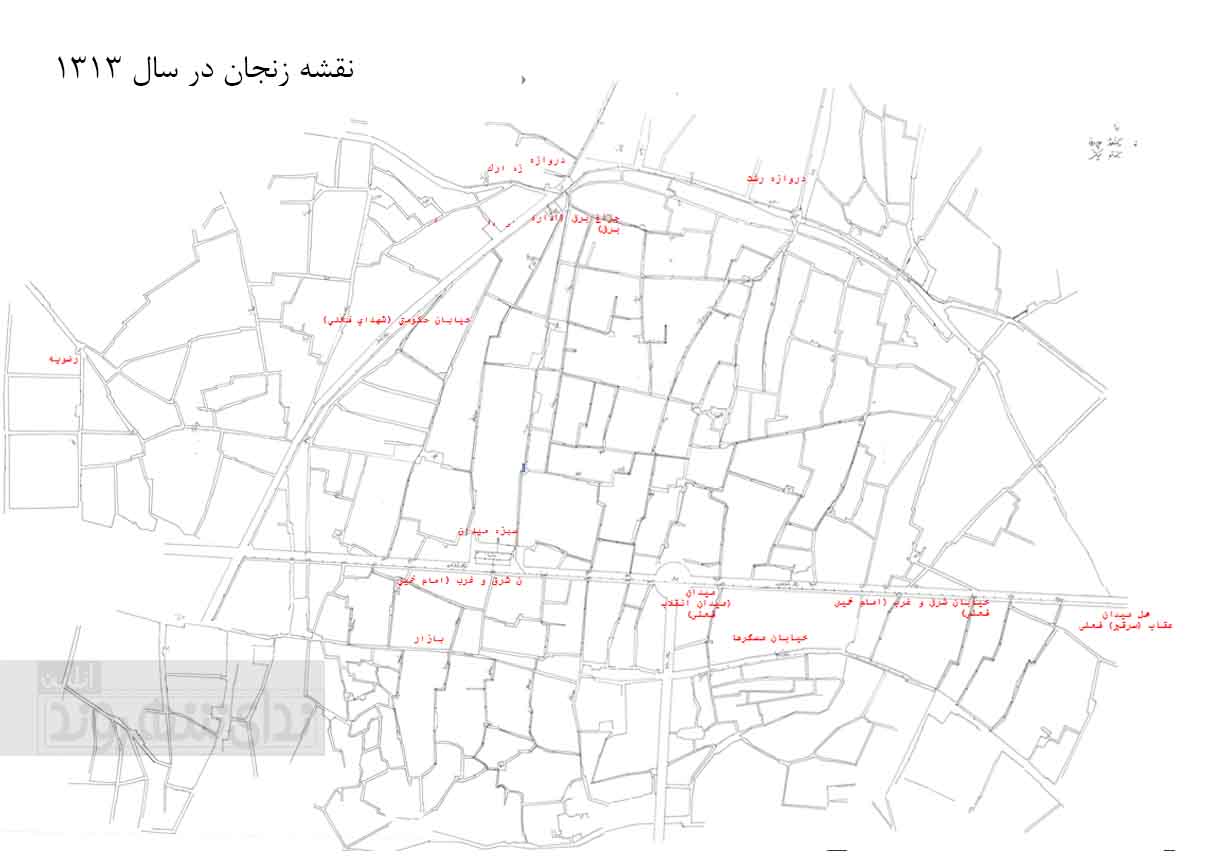 زنجان قدیم - نقشه قدیمی زنجان - تاریخ زنجان