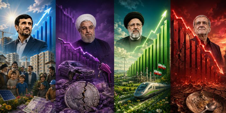 مقایسه جامع اقتصادی دولتهای احمدینژاد، روحانی، رئیسی و پزشکیان 1 عملکرد اقتصادی دولت ها